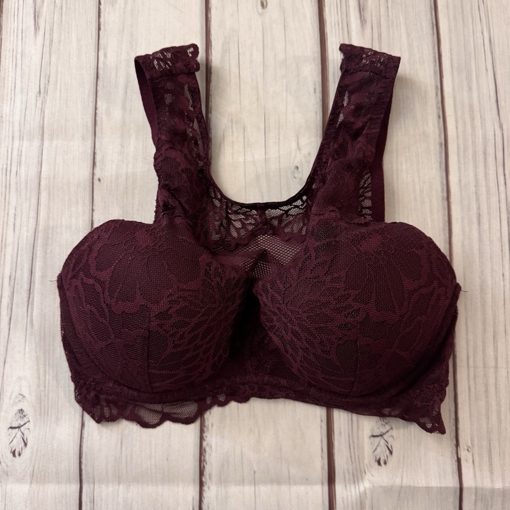 PINK Victoria's Secret‎ Burgundy Push Up Bra Bralette Lace Size Small Sexy